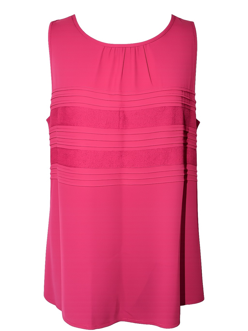 LOFT Sleeveless Pintuck and Mesh Detail Blouse